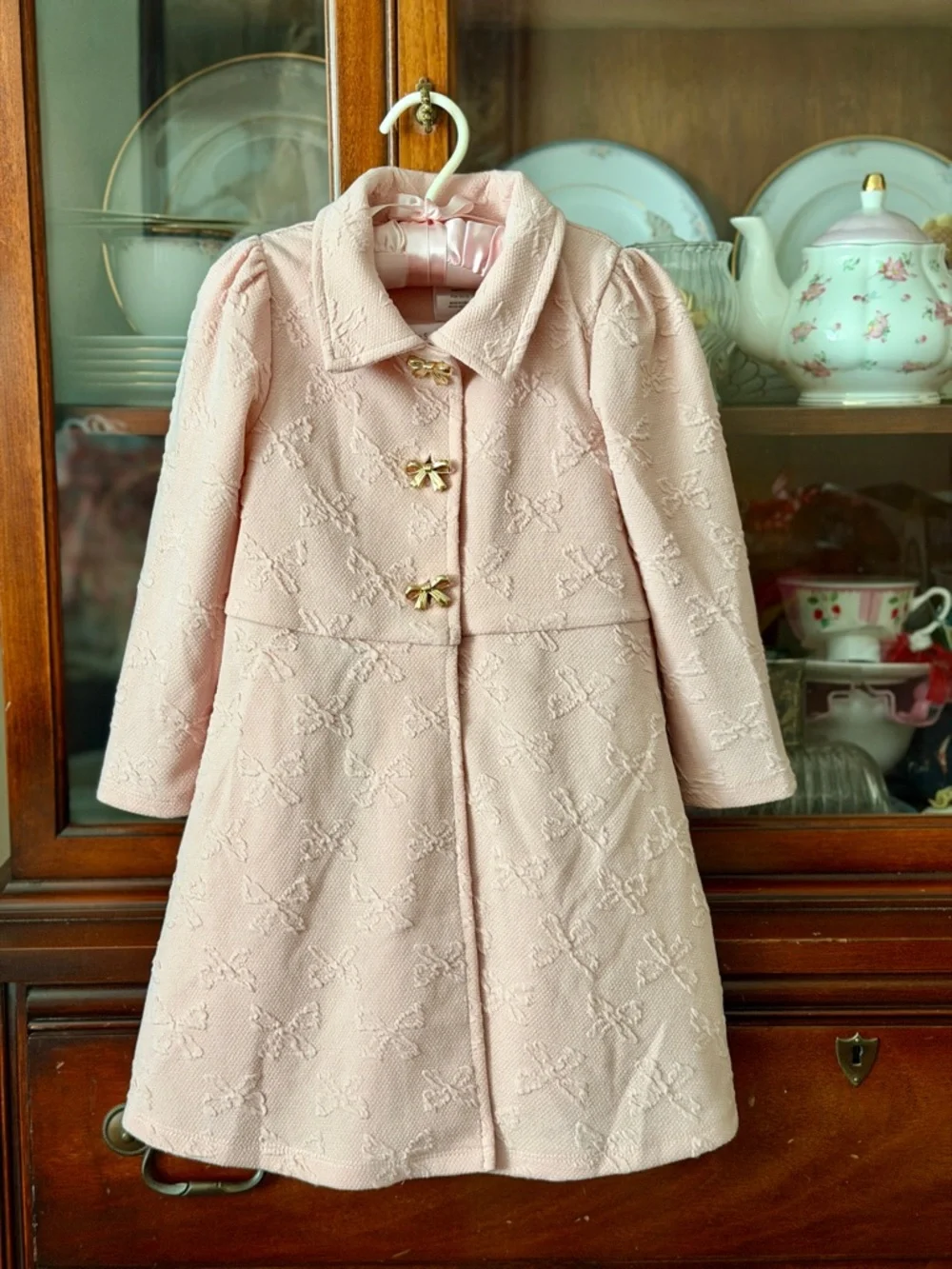Pink Girls' Coat with Dress Set